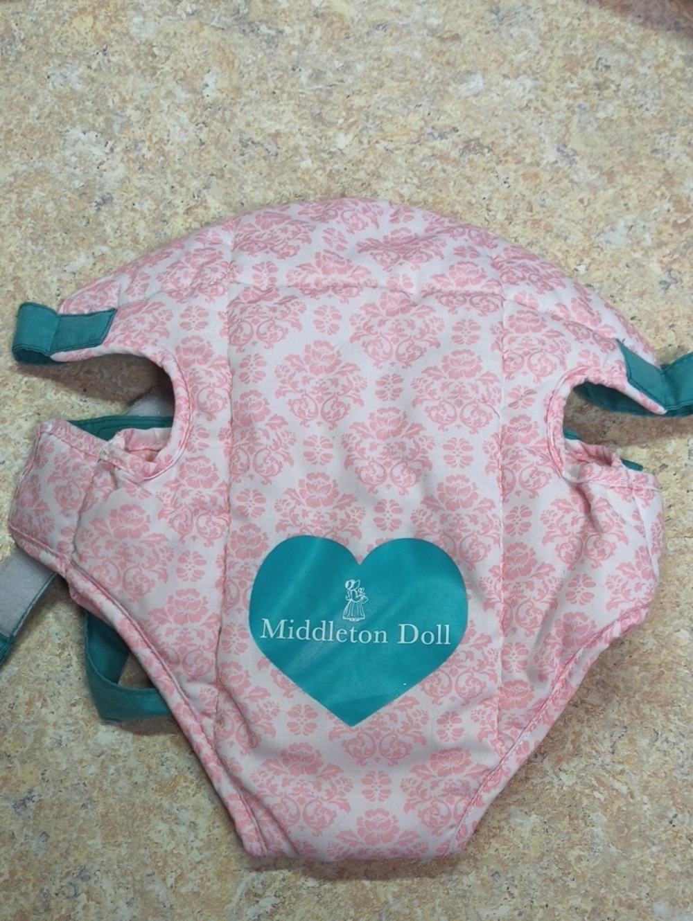 Madame Alexander Pink Damask Doll Carrier with Teal Heart Logo